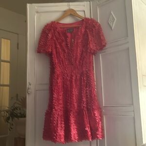 Anthropology Somerset Mini Dress : Fuchsia Flower Appliqué